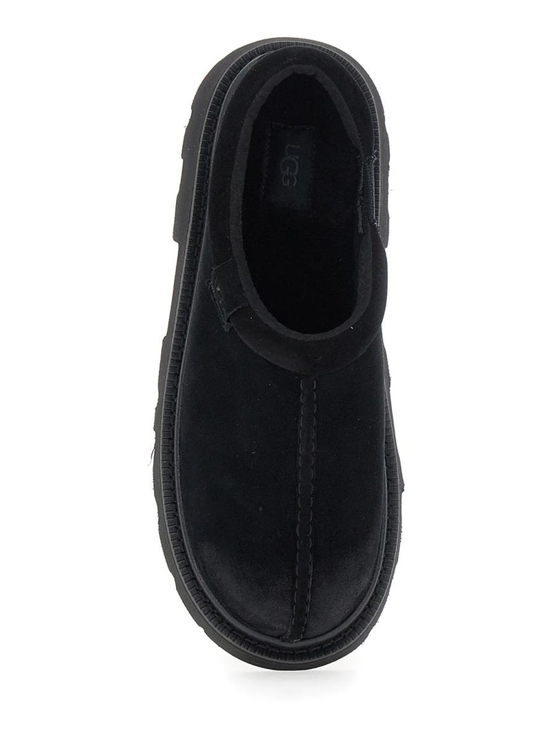 'Tasman' Black Mule With Raised Sole In Suede Man