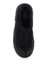 'Tasman' Black Mule With Raised Sole In Suede Man