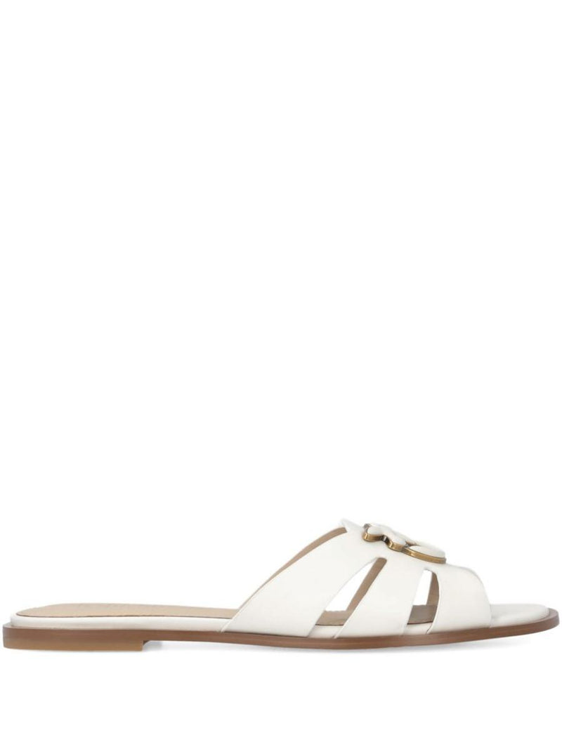 Pinko Elegant White Leather 'Milly' Slides