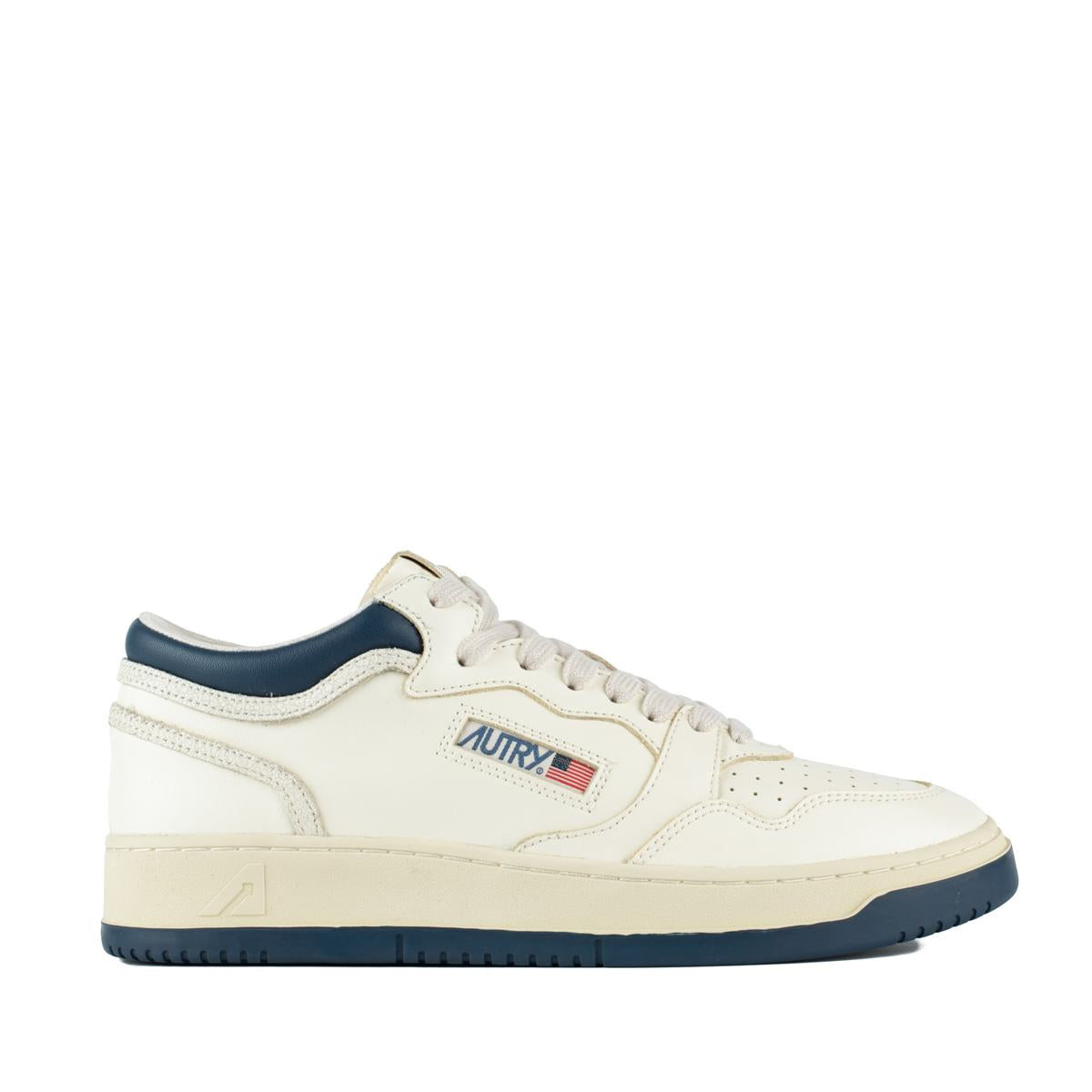 Autry Sneakers Med-Way Mid In White And Blue Leather
