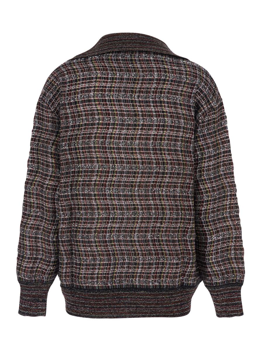 Multicolor Sweater With Wide Collar And All-Over Zigzag Pattern In Wool Blend Woman