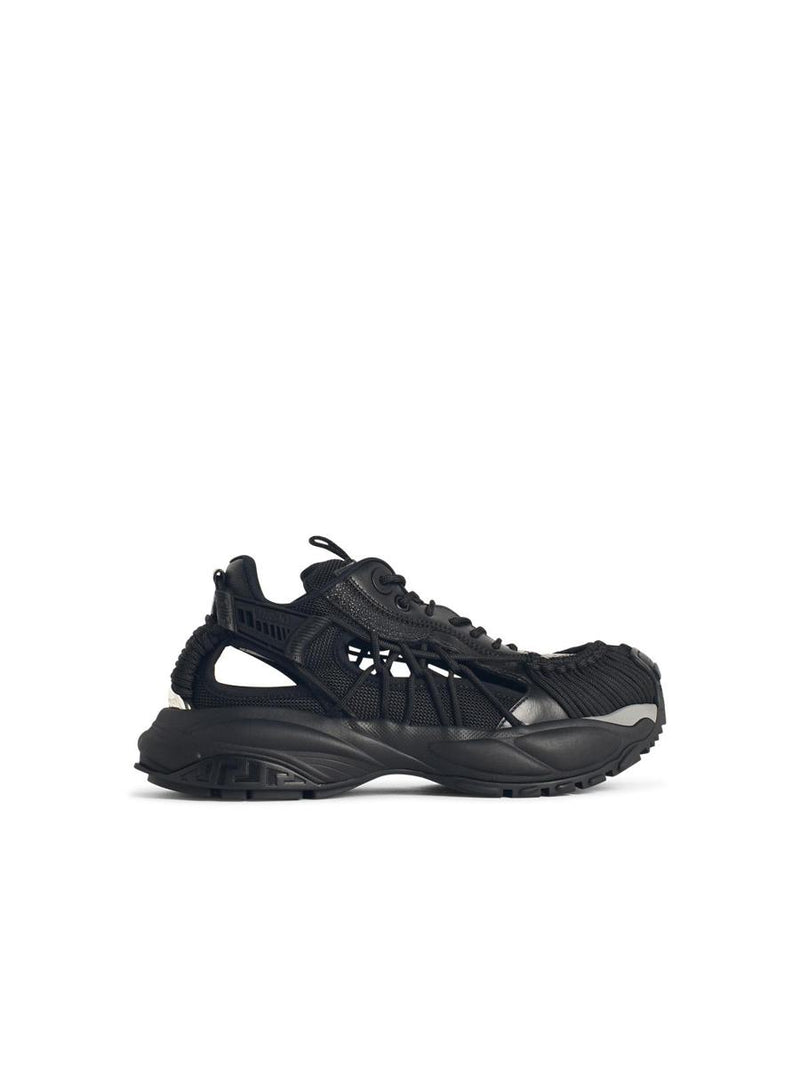 Versace 'Mercury' Black Leather Blend Sneakers