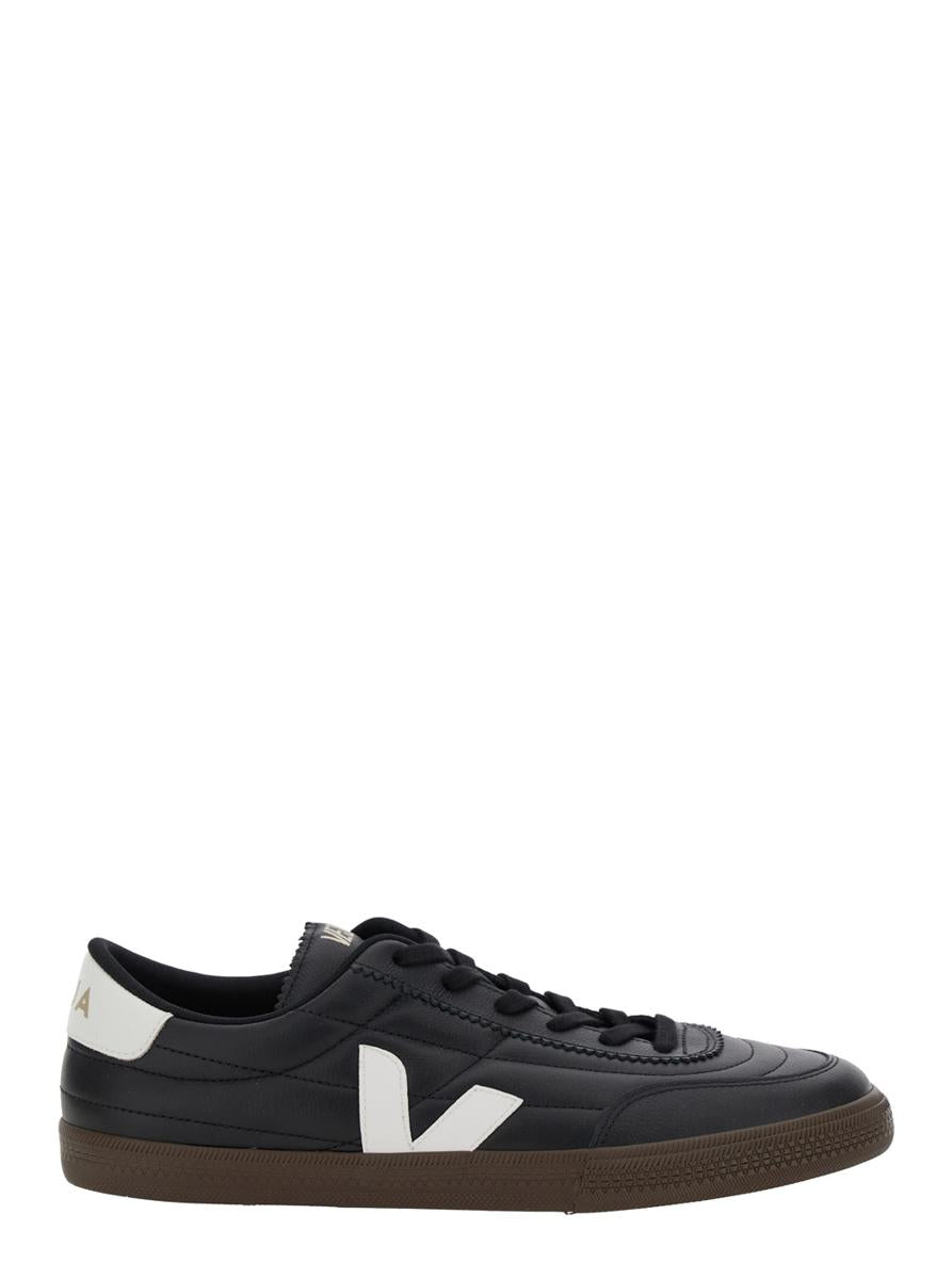 'Panenka' Black Sneaker With Logo On The Side And Contrasting Heel In Leather Unisex