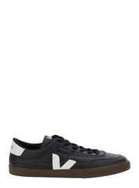 'Panenka' Black Sneaker With Logo On The Side And Contrasting Heel In Leather Unisex