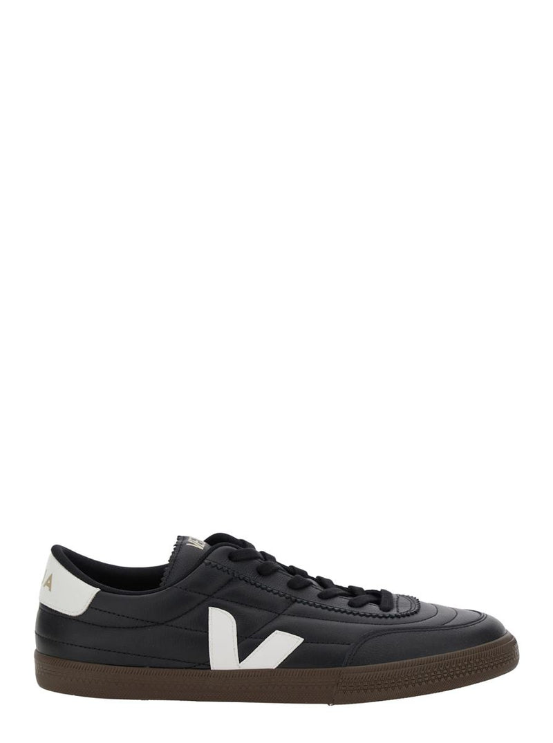 'Panenka' Black Sneaker With Logo On The Side And Contrasting Heel In Leather Unisex