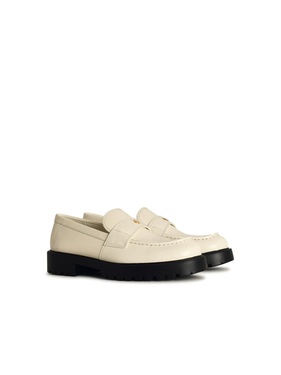 Tory Burch Ivory Leather Loafers