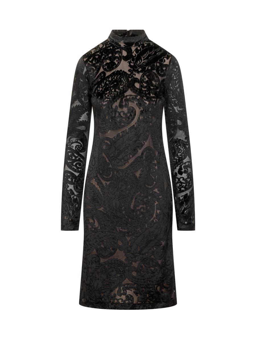 Etro Etro Short Velvet Dress With Floral Pattern