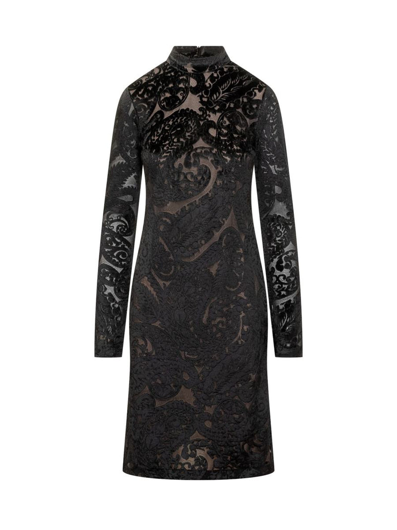 Etro Etro Short Velvet Dress With Floral Pattern