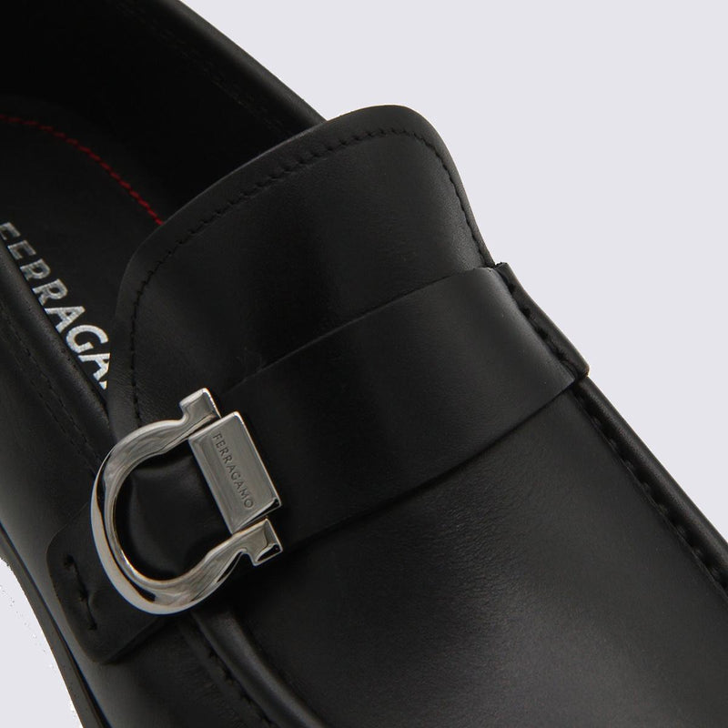 Salvatore Ferragamo Black Leather Caspian Loafers