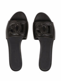 Dolce & Gabbana Black Leather Slippers
