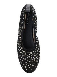 Black Ballet Flats With All-Over Crystals Application In Tech Fabric Woman