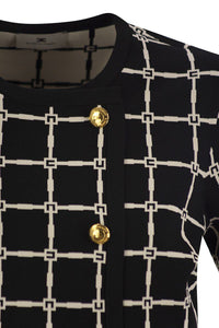Elisabetta Franchi Jacquard Logo Cardigan With Gold Buttons