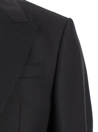 Black Single-Breasted Suit With Peak Revers In Wool Blend Man