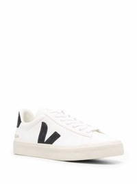 'Campo' White And Black Low Top Sneakers In Vegan Leather Unisex