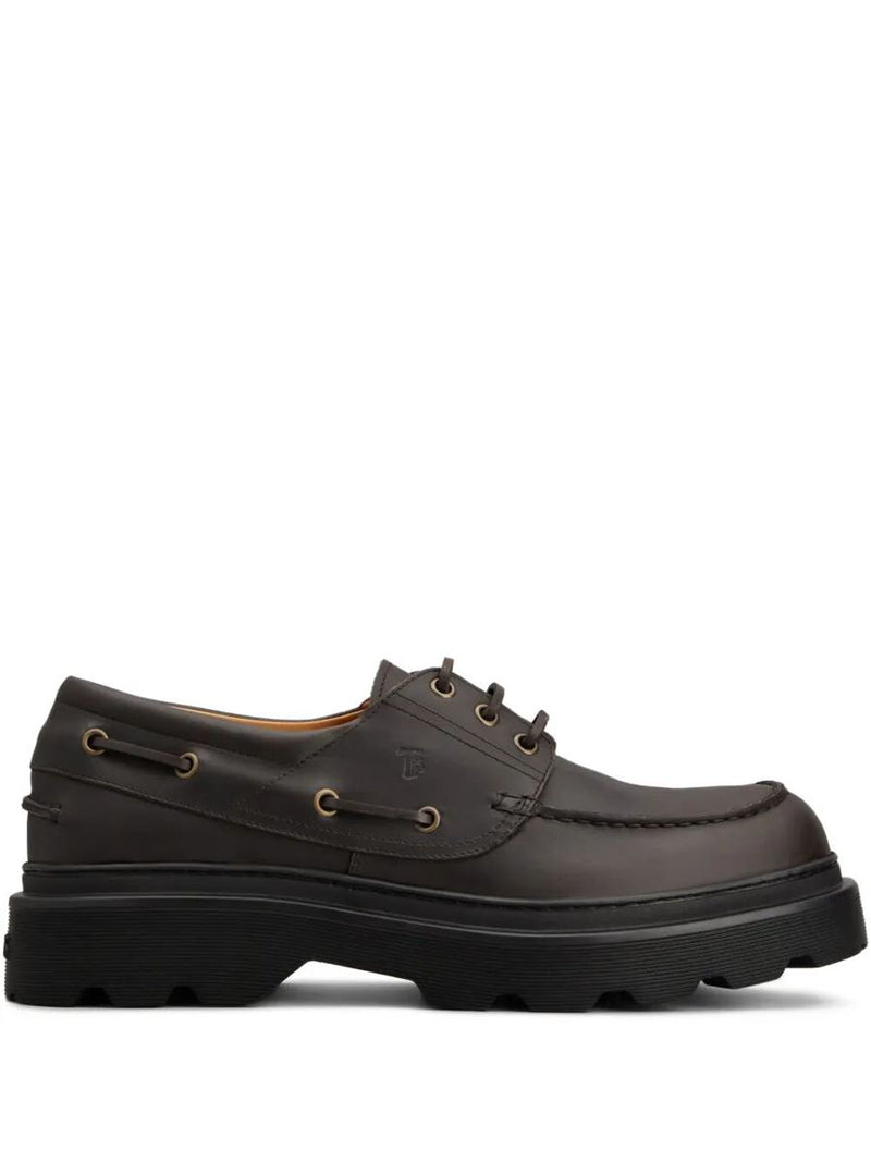 Tod'S Lug Sole Leather Boat Shoes