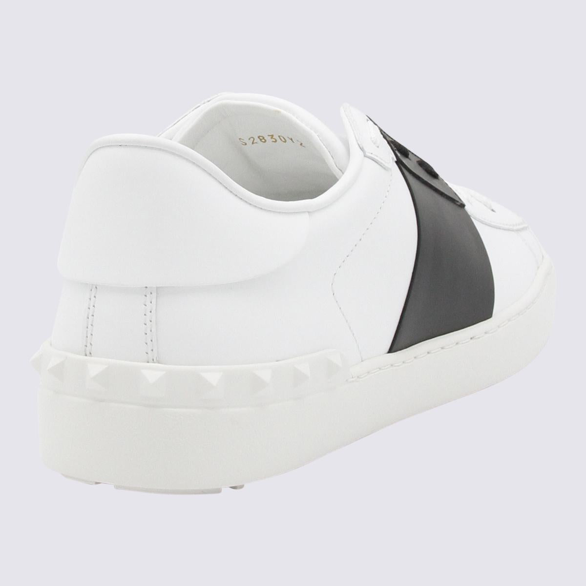 Valentino Garavani White And Black Leather Open Sneakers