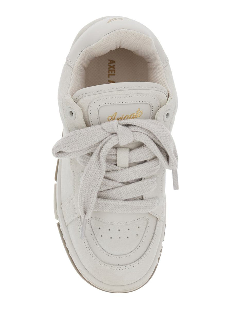 'Area Haze' White Low Top Sneakers With Laminated Leather In Leather Blend Woman