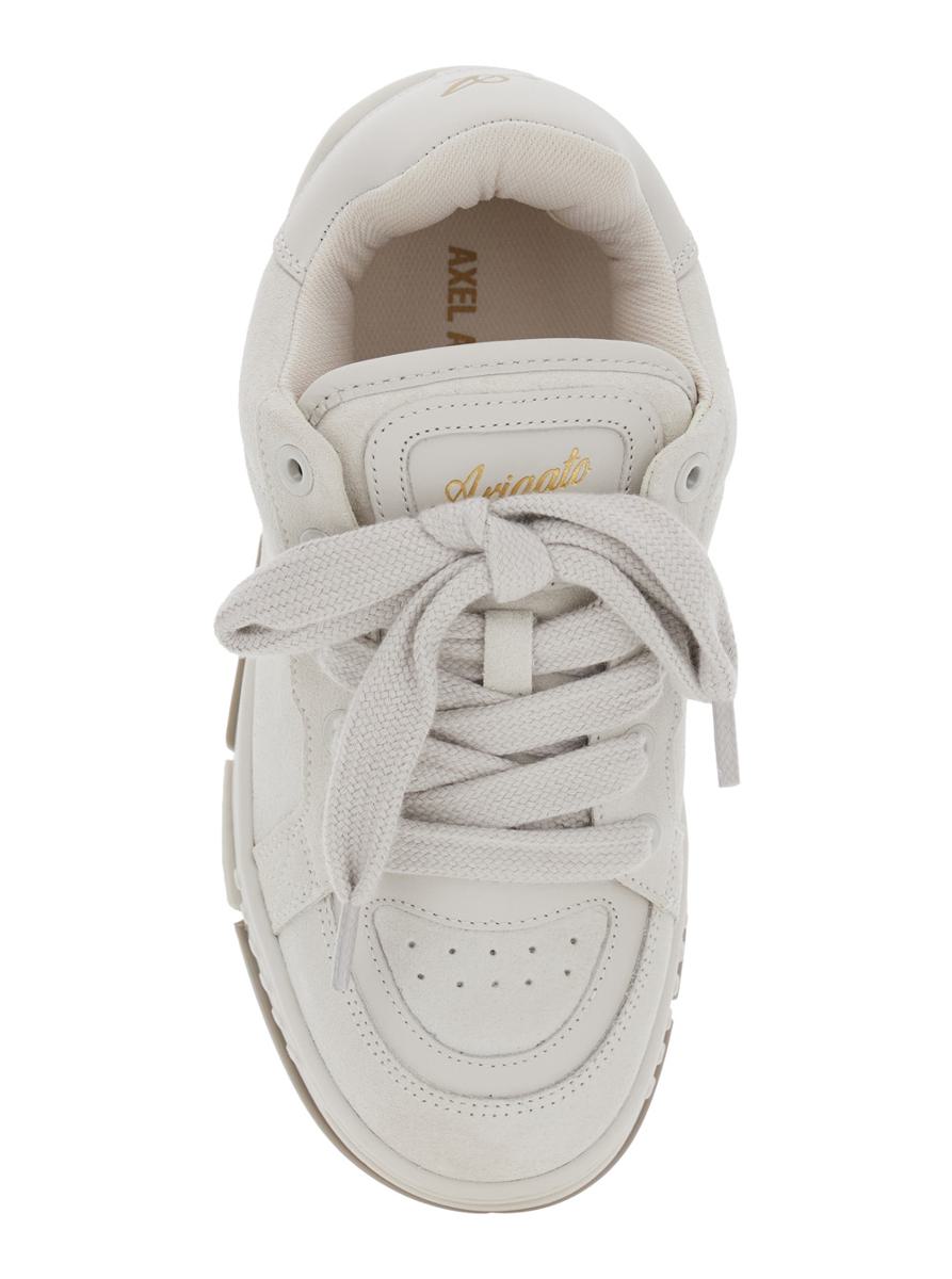 'Area Haze' White Low Top Sneakers With Laminated Leather In Leather Blend Woman
