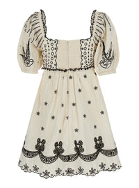 'Kingsley' White Dress With All-Over Embroidery In Cotton Woman
