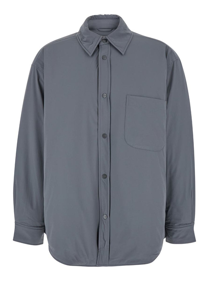 Grey Jacket With Patch Pocket In Padded Fabric Man