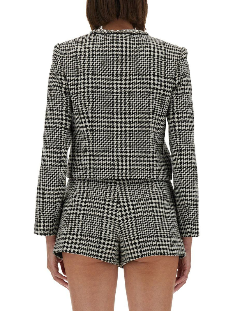 Self-Portrait Houndstooth Jacket With Crystals