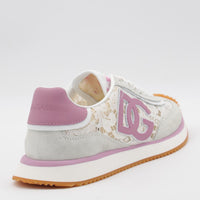 Dolce & Gabbana White And Pink Dg Cushion Sneakers