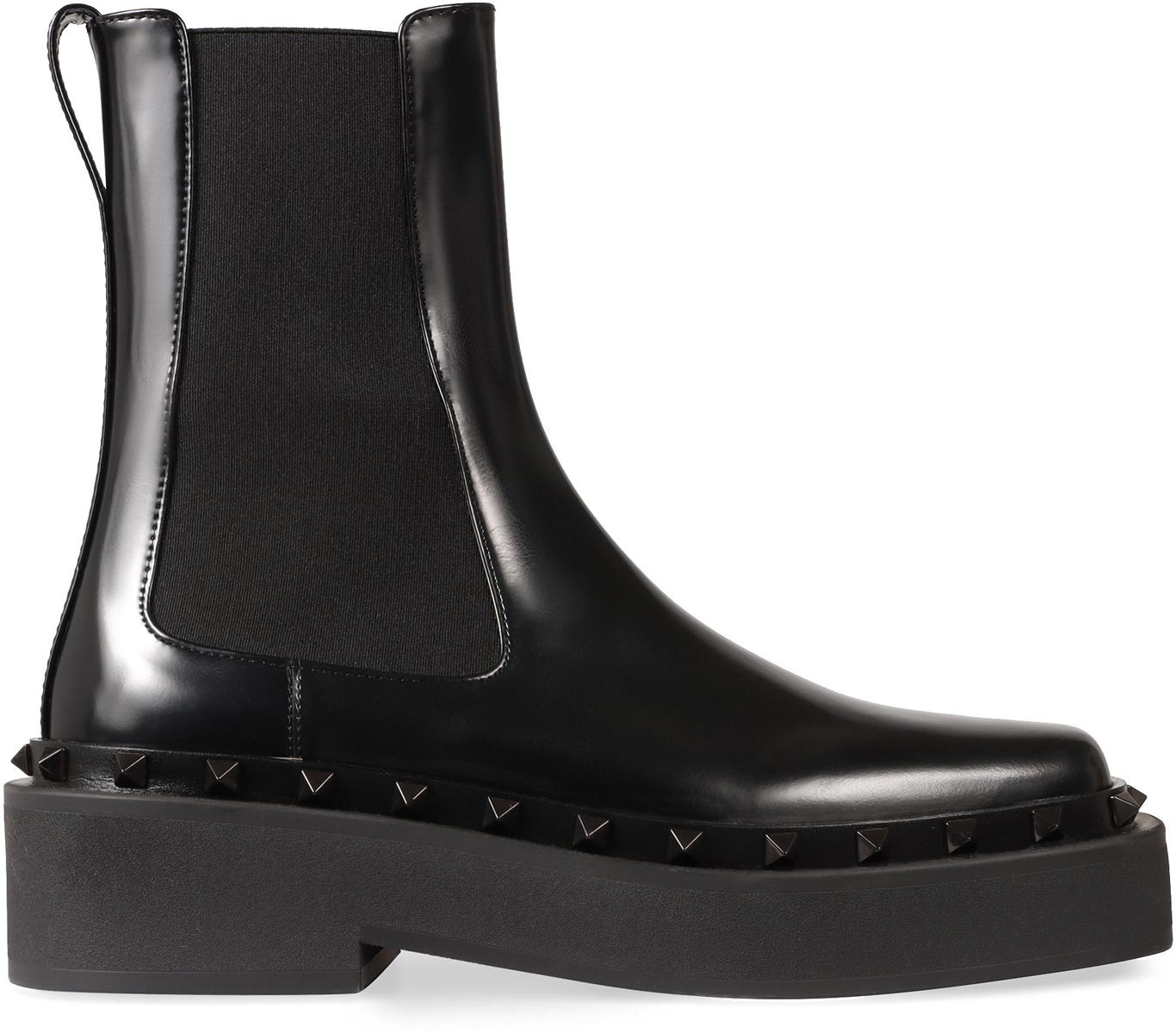 Valentino Garavani Rockstud M-Way Leather Chelsea Boots