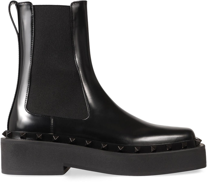 Valentino Garavani Rockstud M-Way Leather Chelsea Boots