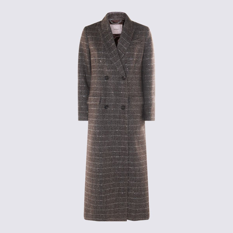Twinset Brown Maxi Coat