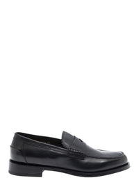 Black Loafers With Almond Toe In Leather Man
