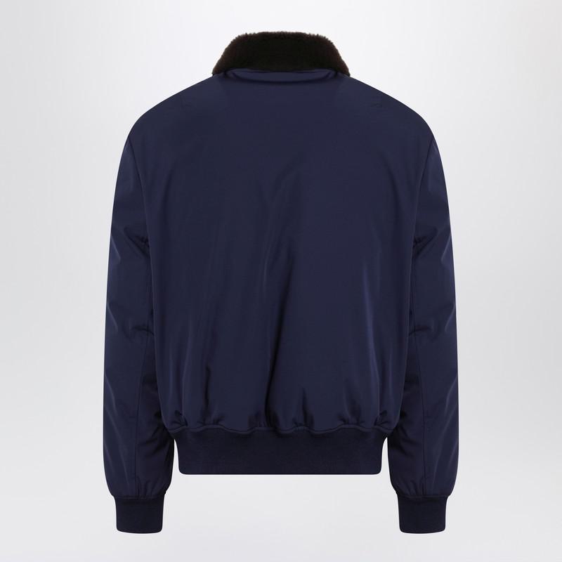 Brunello Cucinelli Indigo Puffer Jacket With Shearling Collar