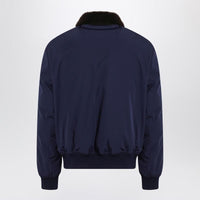 Brunello Cucinelli Indigo Puffer Jacket With Shearling Collar