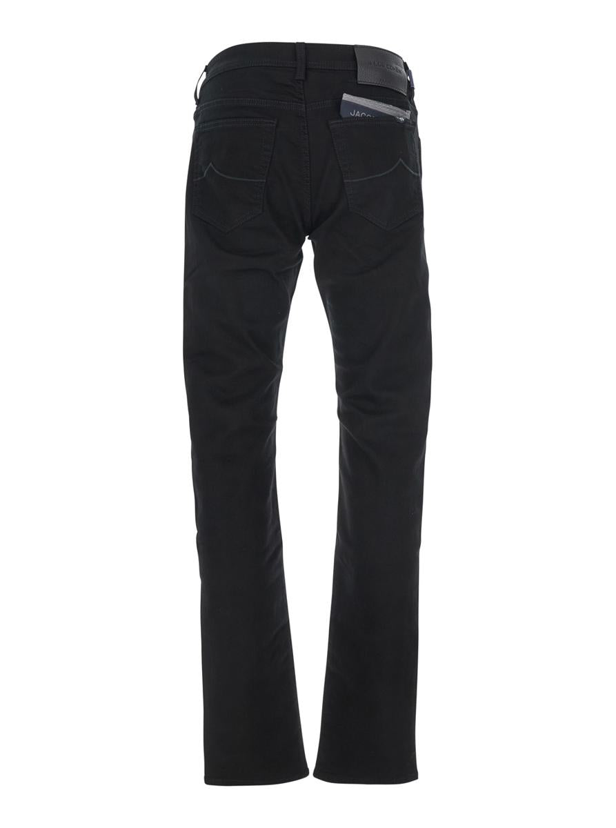 'Bard' Black Jeans With Belt Loops And Logo Patch On The Rear In Denim Man