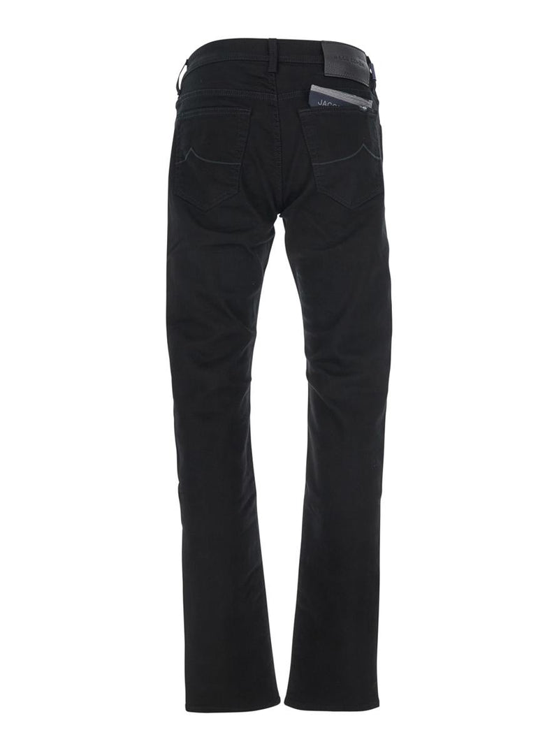 'Bard' Black Jeans With Belt Loops And Logo Patch On The Rear In Denim Man