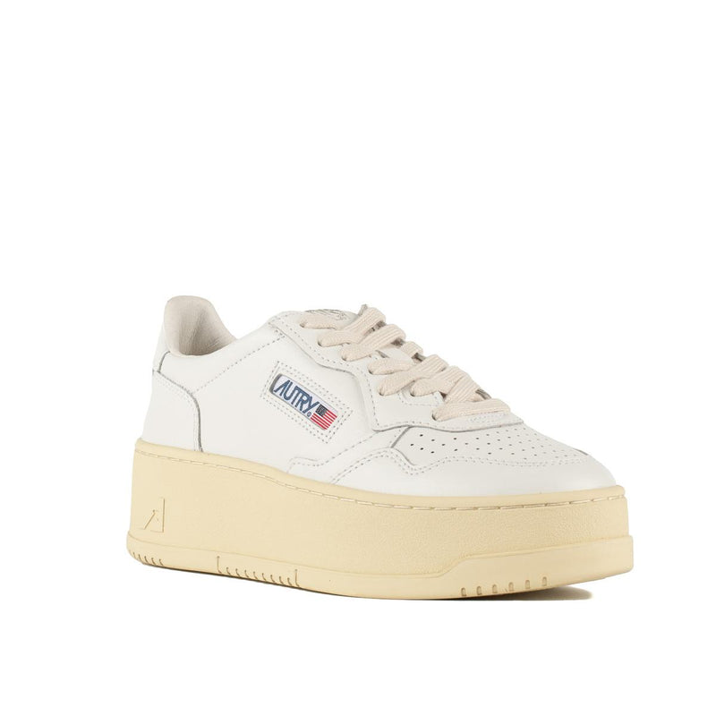 Autry White Leather Medalist Platform Sneakers