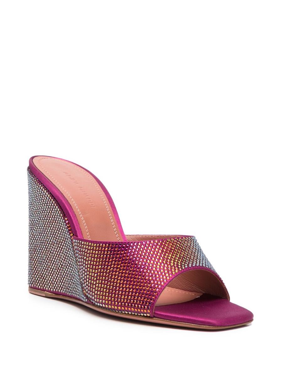 Amina Muaddi Lupita Crystal Wedge Sandals