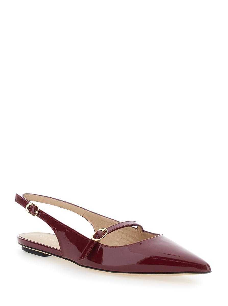 'Emilia' Bordeaux Slingback Sandals With Adjustable Strap Closure In Patent Leather Woman