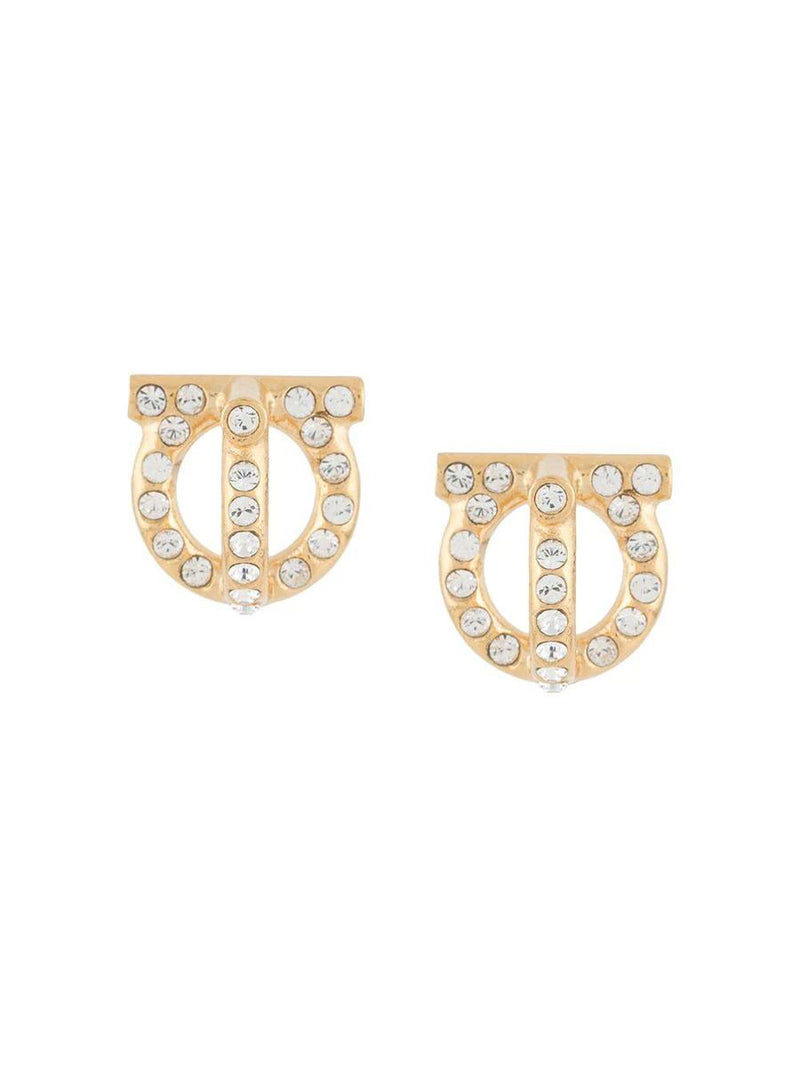 Salvatore Ferragamo Gancini 3D Earrings With Crystals Accessories