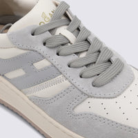 Hogan Ivory And Grey Lleather H630 Sneakers