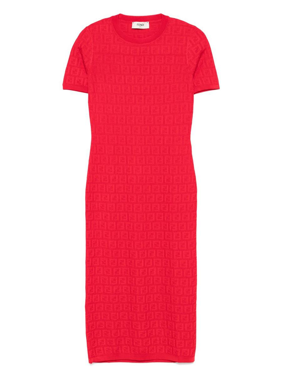 Fendi Ff Cotton Blend Midi Dress