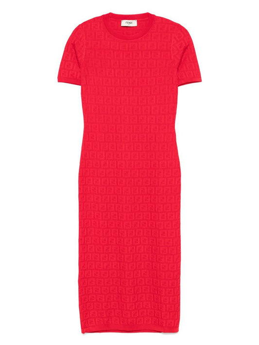 Fendi Ff Cotton Blend Midi Dress