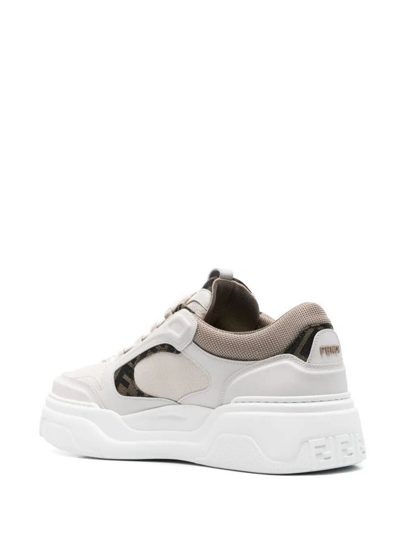 Fendi Force Leather Sneakers With Ff Jacquard And Mesh Details Shoes