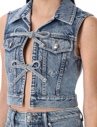 Alexander Wang Clear Bead Hotfix Denim Vest