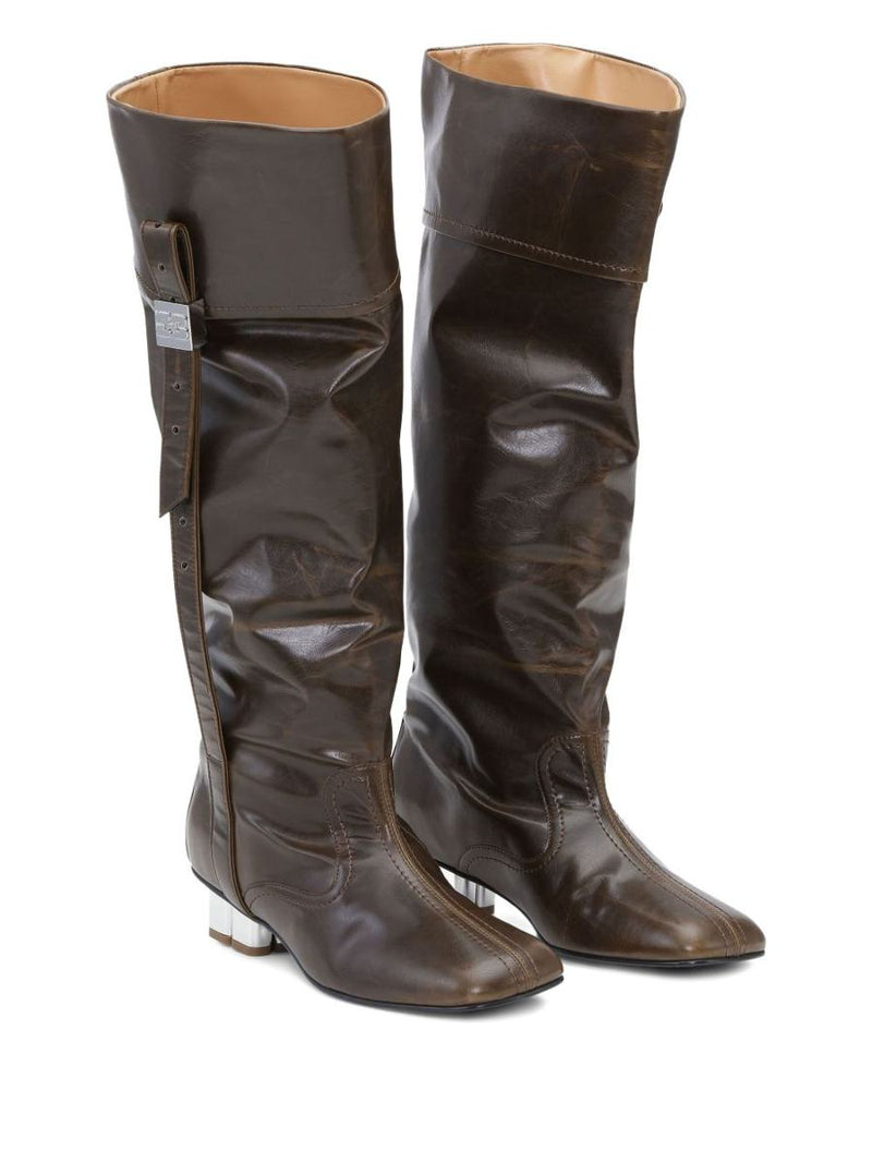 Ganni Dark Olive Knee-High Boots