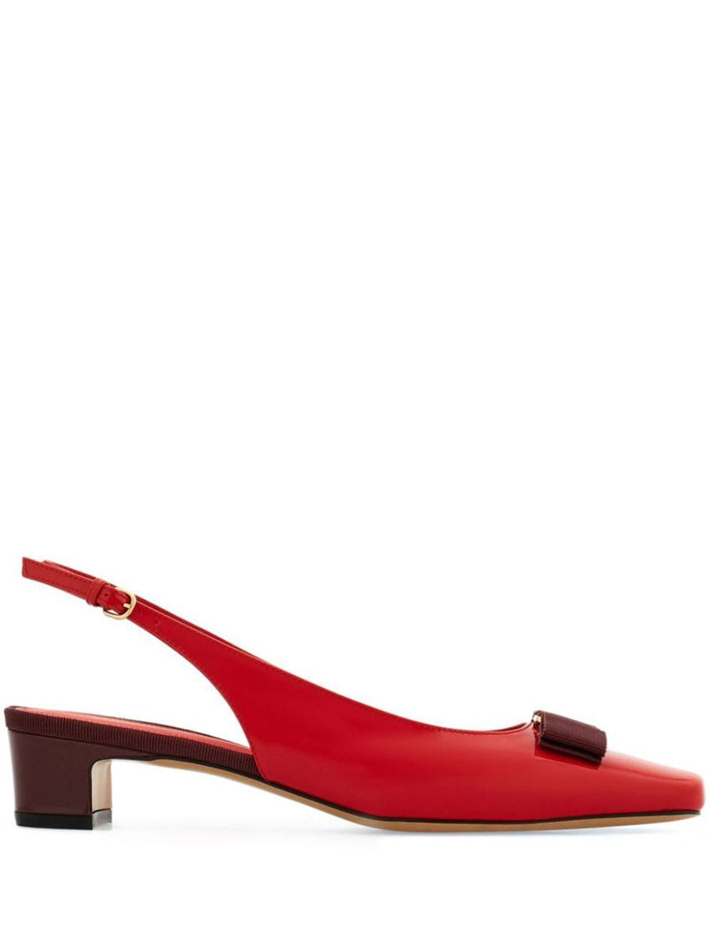 Salvatore Ferragamo Rivada Patent Leather Slingback With Vara Bow Shoes