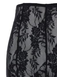 'Fishtail' Black Flared Pants With All-Over Floral Embroidery And Wide Leg In Tech Fabric Stretch Woman