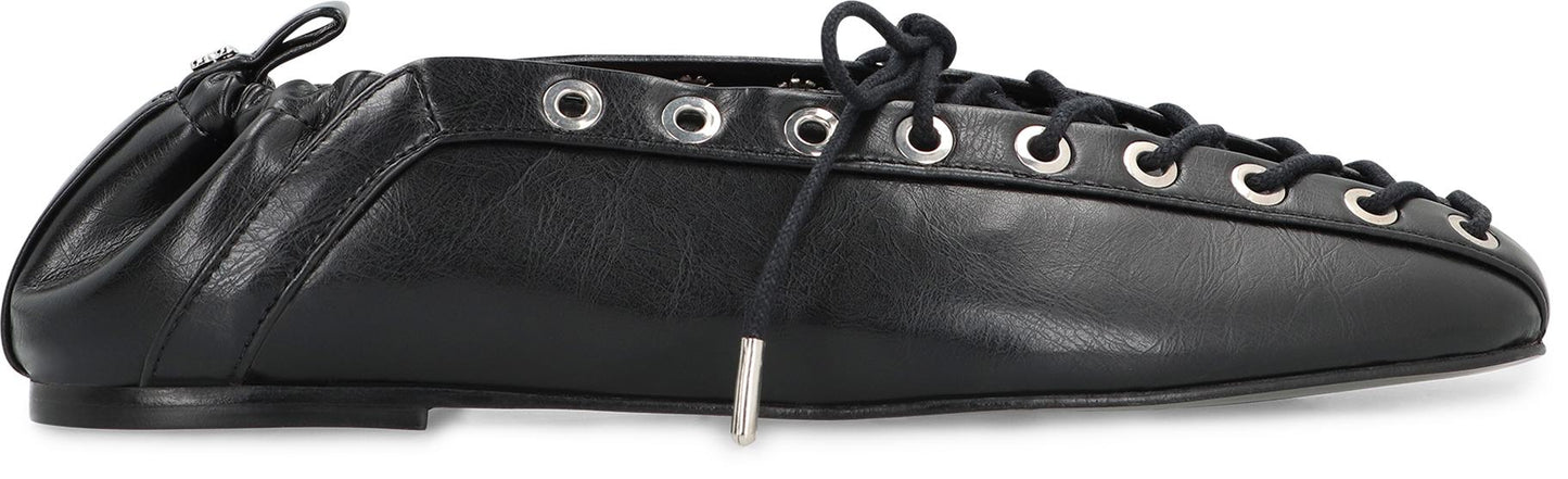 Ganni Faux Leather Ballet Flats