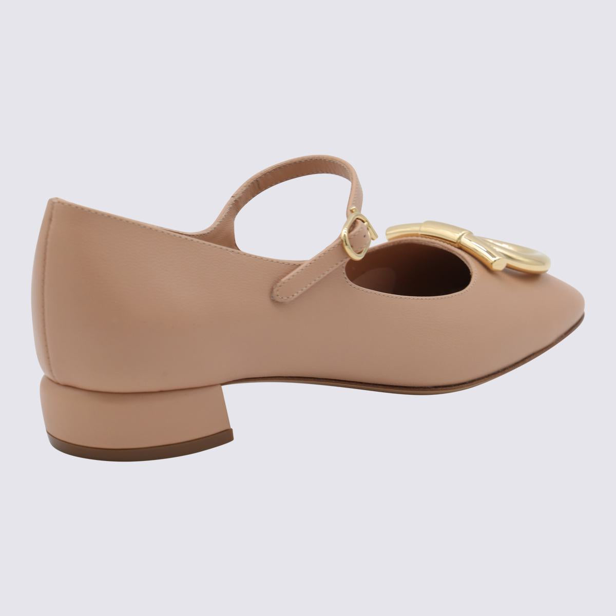 Salvatore Ferragamo Beige Leather Marry Pumps