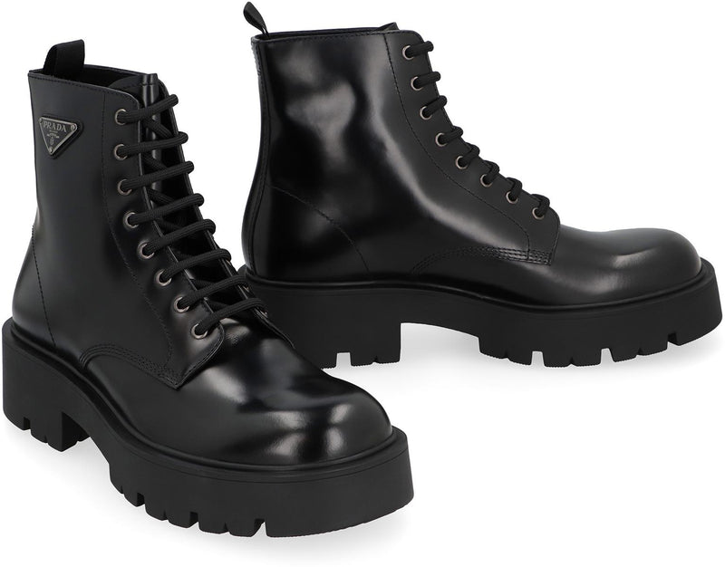 Prada Leather Lace-Up Boots