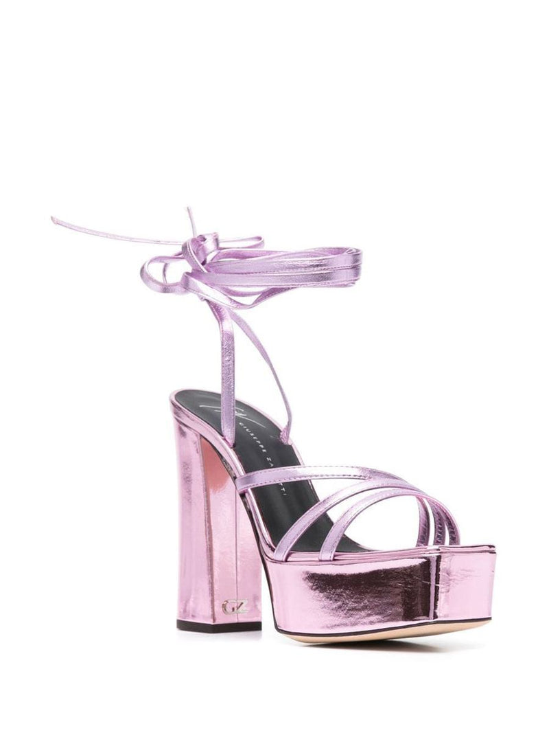 Giuseppe Zanotti Metallic Leather Heel Sandals